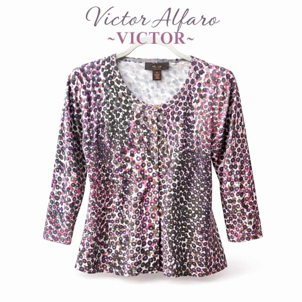 Victor Alfaro Pink and Purple Button Down  Cardigan. SIZE MEDIUM.